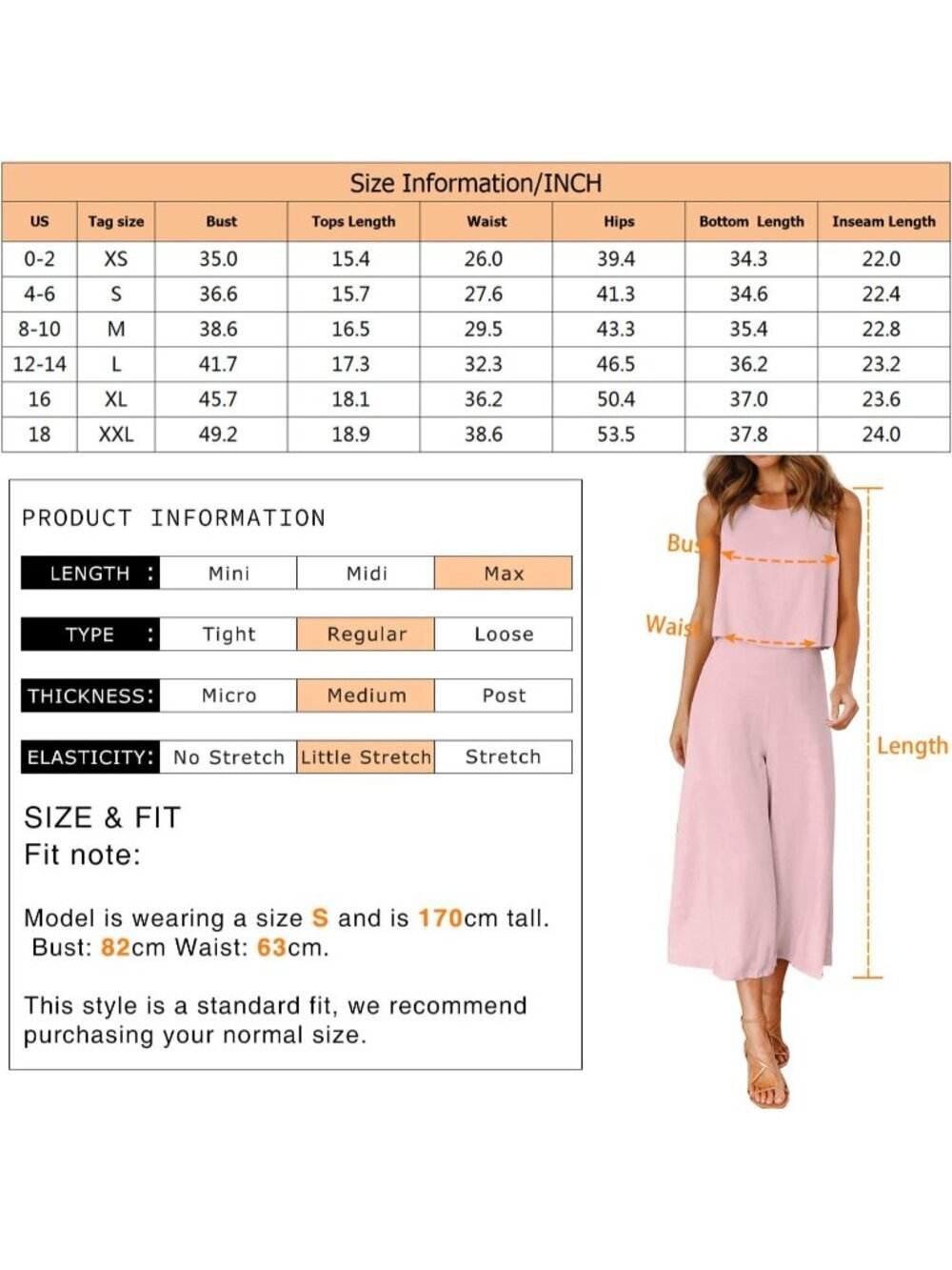 Women's Summer 2 Piece Rose Red Round Neck Crop Top Cropped Wide Leg Jumpsuit - Picture 6 of 6